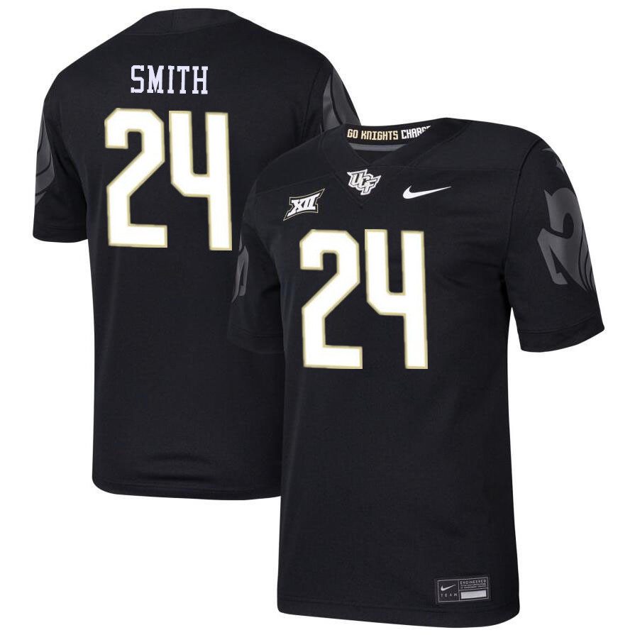 #24 Kevin Smith UCF Knights Jerseys Football Stitched-Black - Click Image to Close